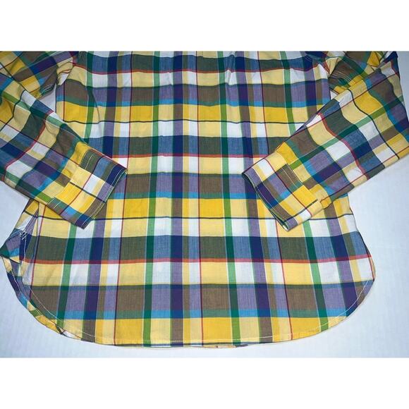 Lauren Ralph Lauren Shirt Women's Size PS Small Petites Yellow Plaid Roll Tab LS - Picture 14 of 15
